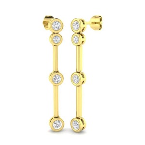 Exquisitos pendientes colgantes de corte redondo con diamante cultivado en laboratorio de 0.85 ct en platino para fiestas nupciales - Product Image 3