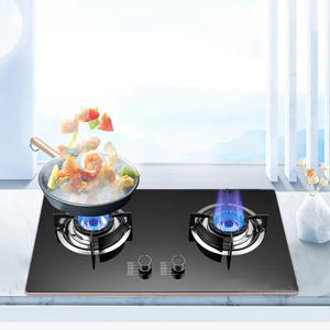 Estufa de <span class=keywords><strong>Gas</strong></span> de <span class=keywords><strong>2</strong></span> Quemadores con Encendido Eléctrico, Cristal Cerámico Azul Negro de Alta Calidad, Soporte para Sartenes de Hierro Fundido CN;GUA - Product Image 4