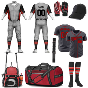 Ensembles d'uniformes de baseball de club de vêtements de sport en polyester boutonné gants de maillot casquettes sac de ceinture ensemble d'uniformes de softball pour équipe adulte - Product Image 1