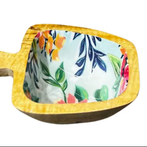 Plateau de fleurs tropicales en forme de pomme en bois plateau de fruits plateau de service Snack stockage élégant cuisine vaisselle - Product Image 1