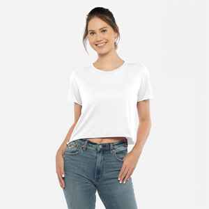 T-shirt musculaire en modal à trois mélanges pour femmes T-shirt à ourlet brut T Shirts Cropped Rib-Knit T Shirts - Product Image 2