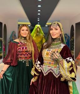 Robes Afgani Kuchi en mousseline douce et respirante pour filles, avec un design ethnique à manches longues, broderie artisanale, style modeste - Product Image 3