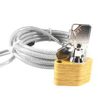 Cadenas réglable robuste en alliage de zinc et câble d'acier avec finition grain de bois clair pour la sécurité des vélos et des portes, antivol, déverrouillage par clé