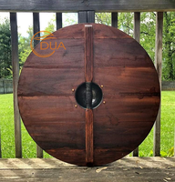 Bouclier rond viking médiéval rouge de 24 pouces fait main en métal avec motif de dragon, style poli, pour cosplay et décoration d'armure