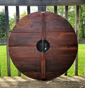 Escudo redondo vikingo de madera y hierro guerrero rojo medieval de 24 pulgadas hecho a mano con diseño de dragón estilo antiguo para Cosplay y decoración - Product Image 2