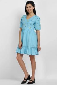 Vestido de algodón de estilo Vintage indio para mujer, bloque de mano, estampado Floral, ropa de verano informal de moda, transpirable, respetuoso con el medio ambiente, logotipo dulce - Product Image 4