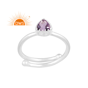 Bague empilable en argent sterling fin avec améthyste rose naturelle au design élégant – Fabricant de bijoux sur mesure - Product Image 1