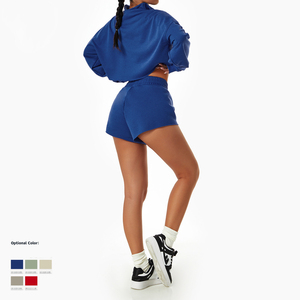 Ensemble court à capuche solide Y2K pour femmes décontracté deux pièces été mode survêtement vêtements de détente vêtements de sport correspondant vêtements coordonnés - Product Image 4