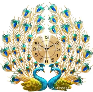 WC23 негабаритные объемные смола высокого качества домашний декор Павлин Роскошные часы декор большой 3D античный Стиль Павлин Причудливые Золотые настенные часы