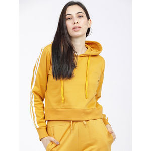 Venta caliente nuevo elegante chándal amarillo mujeres bordado suelto Jumper sudaderas logotipo personalizado esencial gimnasio sudaderas con capucha y pantalones - Product Image 2