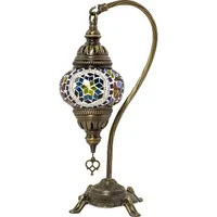 Lampe de bureau LED rustique ottoman en mosaïque, base en bronze faite à la main, abat-jour en verre coloré, CRI 95 élevé, éclairage moyen