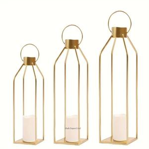 Fancy Design Gold-Acabado Metal Wire Floor & Hanging Christmas Candle Lantern Home Outdoor Garden Linterna decorativa para la venta - Product Image 2