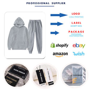 Conjuntos de Sudadera con capucha para hombre de poliéster 100% al por mayor, conjunto de Sudadera con capucha y pantalones de chándal en blanco personalizados para hombre - Product Image 4