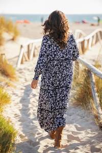 2023 personnalisation attrayante robe imprimée florale pour les femmes couleur noire manches longues robe Maxi pour les femmes - Product Image 3