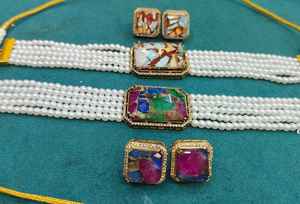 Calidad Premium latón lujo Moissanite oro gargantilla collar pendientes conjunto chapado en oro bodas fiestas aniversarios regalo - Product Image 4