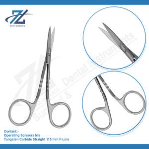 Iris F-Line Tijeras de funcionamiento rectas 115 mm Carburo de tungsteno Tc Tijeras rectas 11,5 cm F-Line Fabricante Pakistán - Product Image 3