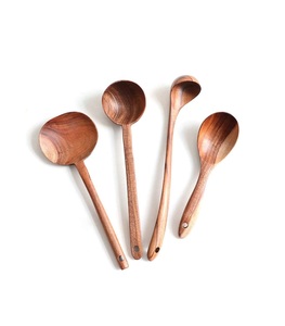 <b>Wooden</b> Soup <b>Ladle</b> Set Kitchen Spoon Set Utensils 4 Pcs Handmade Natural Teak Cooking Spoons Long Handle <b>Wooden</b> Soup <b>Ladle</b> - Product Image 1