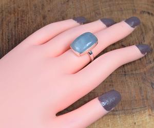 แหวนเงินแท้ 925 สไตล์โบฮีเมียน ประดับพลอยอะความารีน แหวนหมั้นทำมือสำหรับผู้หญิง ของขวัญงานแต่งงานและงานปาร์ตี้ เครื่องประดับ - Product Image 3