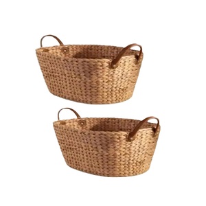 Sustainable Eco-friendly Seagrass <b>Wicker</b> Storage Baskets Natural Woven Water Hyacinth Handles Flexible Design Storage Boxes <b>Bins</b> - Product Image 1