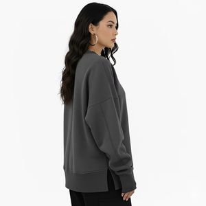 Sweat-shirt oversize pour femme, streetwear, 100% coton, tissu tricoté doux, logo sur le devant, facile à porter, style décontracté, automne-hiver - Product Image 3