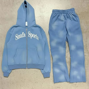 Survêtements brodés délavés de couleur personnalisée, survêtements de haute qualité pour hommes, matière respirante, survêtements pour hommes - Product Image 1