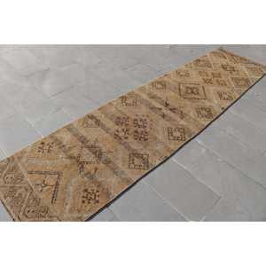 Alfombra Vintage de 2.5x10.8 pies, Alfombra Turca Marrón Sólida - Product Image 4