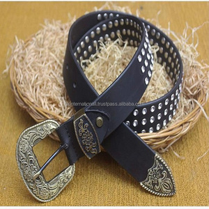Ceinture en cuir cloutée de haute qualité, à trois lignes, style occidental, pour vêtements de fête décontractés, automobile - Product Image 6