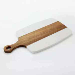 Tabla de cortar de madera de acacia de mármol al por mayor, tabla de cortar de queso para servir fruta y desayuno con logotipo personalizado, tabla de cortar para utensilios de cocina - Product Image 1