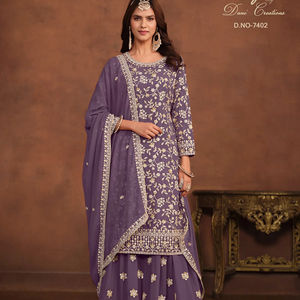 Último diseñador Faux Georgette bordado secuencia trabajo Sharara traje indio y paquistaní ropa por Fab Zone - Product Image 2