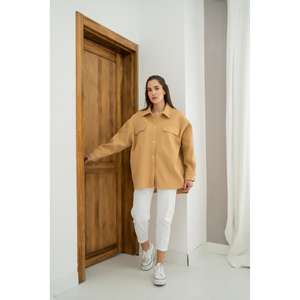 เสื้อเชิ้ตแคชเมียร์สีน้ำตาลสไตล์ลำลองแบบมีกระเป๋าคู่ ขายส่ง แฟชั่นเรียบง่าย - Product Image 2