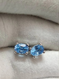 Rhaya Jewels 925 Sterling Silver Rhodium Plated Square Cut for <b>Blue</b> Topaz Classic <b>Stud</b> <b>Earrings</b> Women's Children's Wedding - Product Image 6