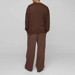 OEM Plain Dropped hombro manga larga algodón mezclado sudadera de los hombres logotipo personalizado DTF impreso cuello redondo sudaderas - Product Image 2