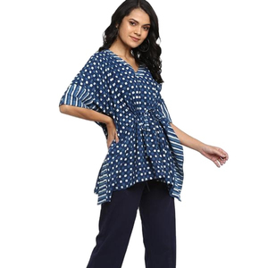 Diseñador de moda Lady Elegance Impreso con cuello en V Mujeres Kaftan Túnica Top - Product Image 1