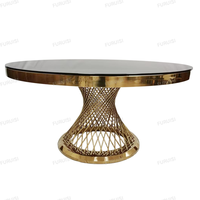 Table de mariage de luxe avec jolie taille pour événement Tables de salle à manger en verre en acier inoxydable pour événement Hall d'hôtel