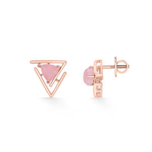 Tri Flair Gold <b>Hoop</b> Stud Earrings for Women-Trendy Geometric Diamond Accent Party Jewelry - Product Image 5