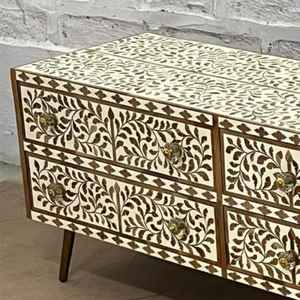 Mesa de centro redonda con incrustaciones de hueso Diseño clásico de lujo de calidad para muebles para el hogar Precio al por mayor - Product Image 1