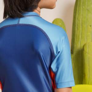 SwiftZip 0.2 One Piece Blue Neoprene Swimming Suit Boy's Rash Guard UPF50+ Quick Dry Short Sleeve for Children - Product Image 5
