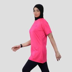 Fitted Women's <b>Summer</b> Activewear <b>T</b>-<b>Shirt</b>-100% Cotton Breathable Short Sleeve Modest Islamic Gym Wear <b>for</b> Girls - Product Image 5