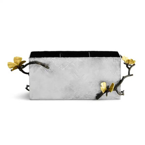 Porte-ustensiles en métal argenté de forme ronde avec motif papillon pour la maison ustensiles de cuisine Table à manger Caddy fait main - Product Image 4