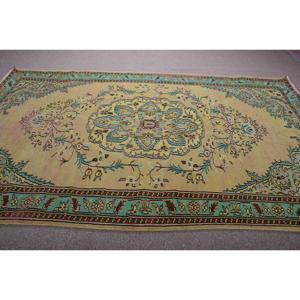 Vintage Turkish Rug 6,2x10,1 ft, <b>Yellow</b> Solid Rug - Product Image 3