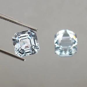 Par de Piedras Preciosas de Aguamarina Natural con Corte Asscher Facetado, Piedras Sueltas para Joyería, Origen NG - Product Image 3