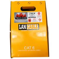 Cable de Red LAN TRICOM CAT6 UTP de 8 Núcleos, 305m, Rollo de Cable para Interiores, PVC-DCA, Conductor CCA+, Gris, China