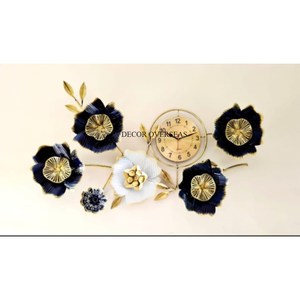 Multicolor Floral Designer High Standard Quality Metal Made Wall Art <b>Clock</b> Home And Hotel Living Room Decoration Supplies - Product Image 1