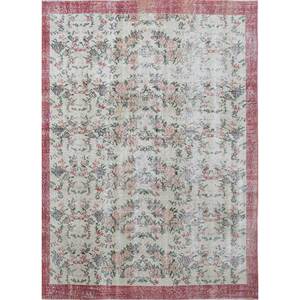 Alfombra Vintage de Lana 9x12, Roja y Naranja, Anudada a Mano con Diseños Florales y Abstractos para la Entrada del Hogar o la Habitación de Adolescentes - Pae-3308 - Product Image 1