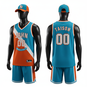 Uniforme de Baloncesto para Hombre, 160 GSM, Malla de Poliéster Transpirable, Color Borgoña, Verde Azulado y Crema, Panel Diagonal, Logotipo Personalizado por Sublimación, Conjunto para Equipo - Product Image 4