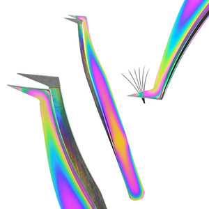 Pince à épiler en microfibre pour extensions de cils, avec pointe antidérapante en acier inoxydable, idéale pour l'application de volume - Product Image 1