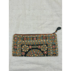 Bohemian Style Embroidered <b>Zip</b> <b>Pouch</b> Portable with Zipper Closure - Product Image 1