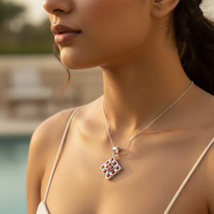 จี้เงินแท้ 925 ประดับพลอยสีแดง ชุบโรเดียม ทองชมพู สไตล์ศาสนา ลายตัวเลข สำหรับผู้หญิง ดีไซน์หรูหรา - Product Image 2