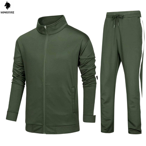 ชุดวอร์มวิ่งแนววินเทจของผู้ชายชุดกีฬาแบบลำลอง2ชิ้นเอวยางยืดแบบแบนสไตล์หน้าเรียบชุดวอร์มสำหรับทำกิจกรรมกลางแจ้ง - Product Image 1