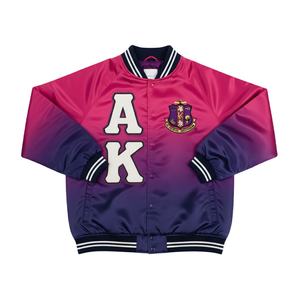 Chaqueta Universitaria Satinada AKA 1908 OEM/ODM, Chaqueta Bomber de Hermandad, Chaqueta Griega con Letras Bordadas Personalizadas para Hombre, Fabricante - Product Image 1